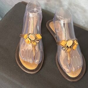 Kate Spade New York Bronze Metallic Jewel Embellished Thong Sandals Size‎ 8M